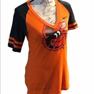 Nike Baltimore orioles small tee women’s orange black logo